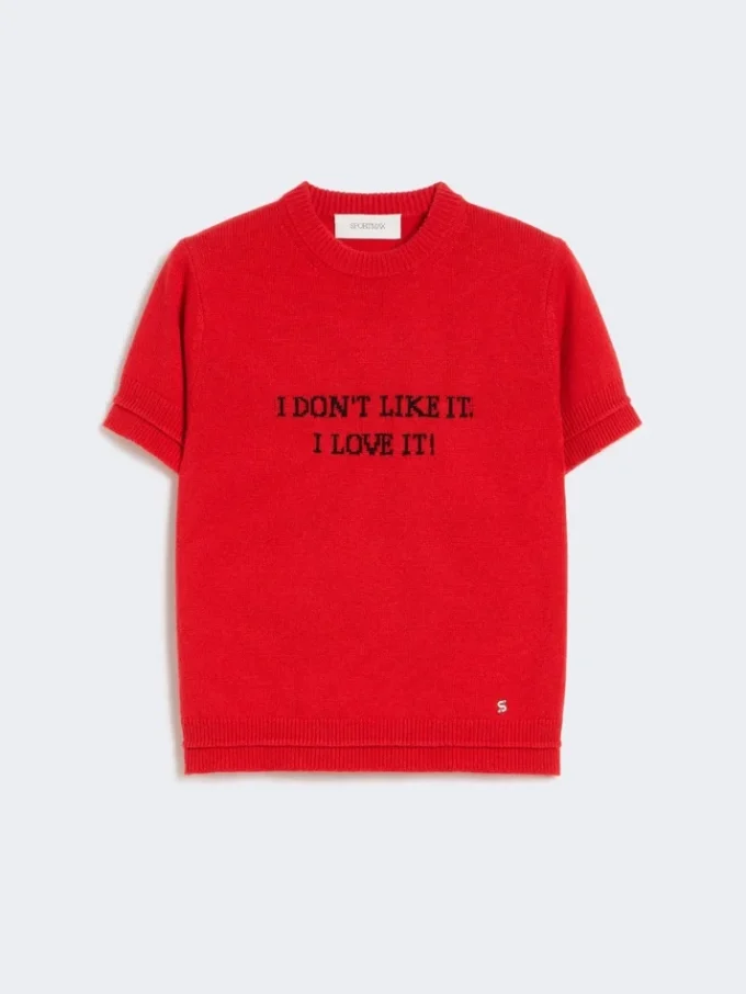 T-Shirt aus Woll- und Kaschmirstrick, rot T-Shirt aus Woll- und Kaschmirstrick, rot