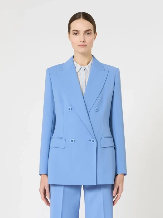 Taillierter Blazer aus Wollkrepp, hellblau Taillierter Blazer aus Wollkrepp, hellblau