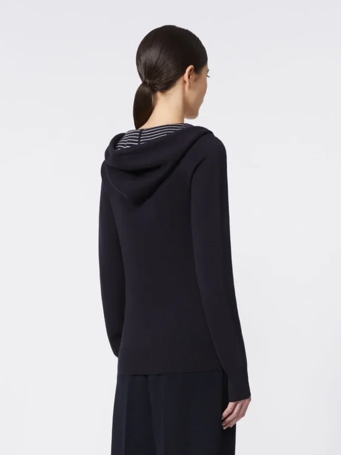 Taillierter Wollpullover, marineblau Taillierter Wollpullover, marineblau