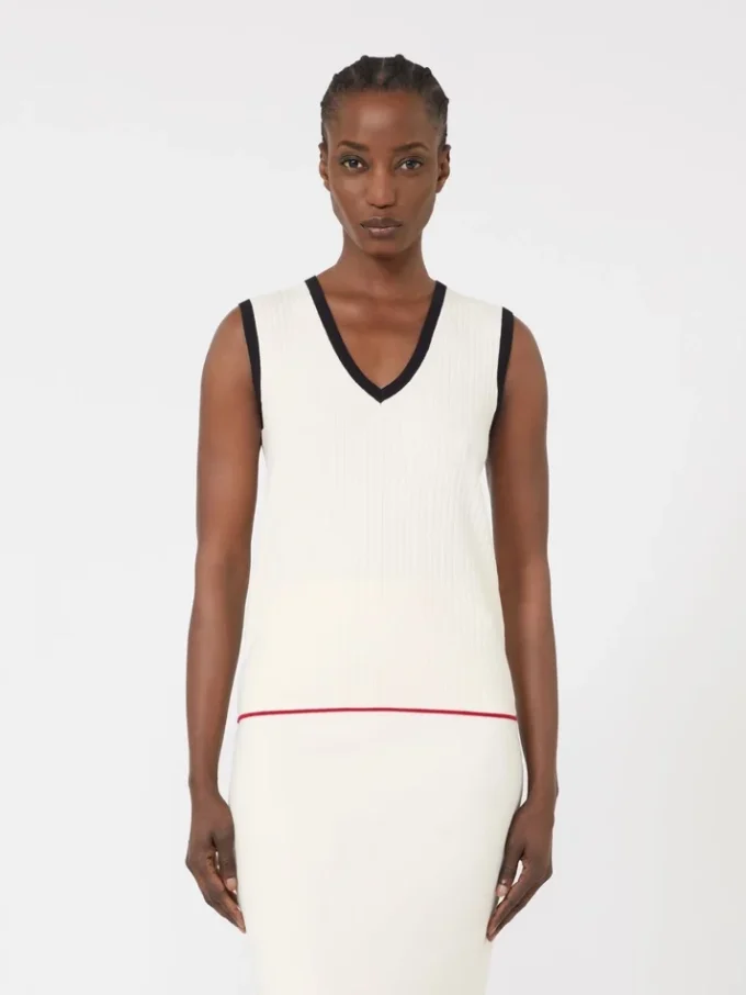 Tanktop aus Viskosemischgarn, weiß-blau Tanktop aus Viskosemischgarn, weiß-blau