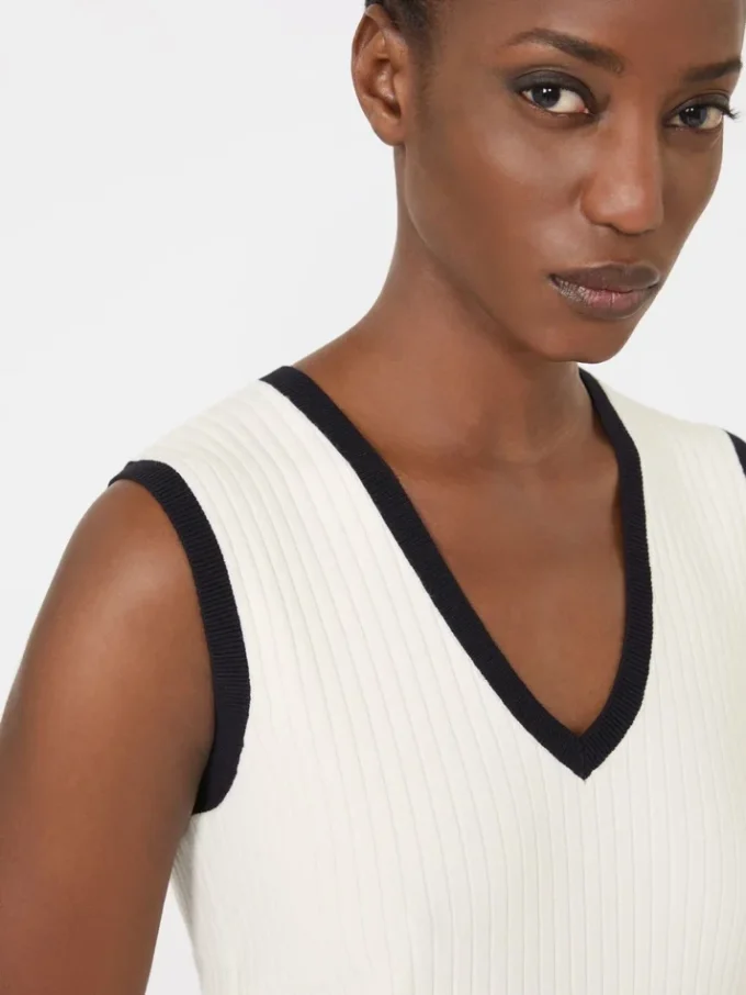 Tanktop aus Viskosemischgarn, weiß-blau Tanktop aus Viskosemischgarn, weiß-blau