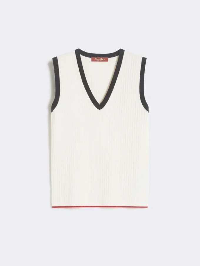 Tanktop aus Viskosemischgarn, weiß-blau Tanktop aus Viskosemischgarn, weiß-blau