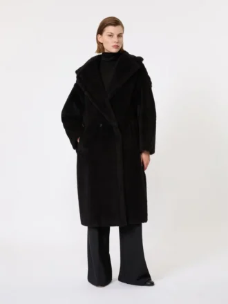 Teddy Bear Icon Coat aus Alpaka und Wolle, schwarz