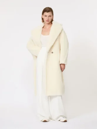 Teddy Bear Icon Coat aus Alpaka und Wolle, weiß
