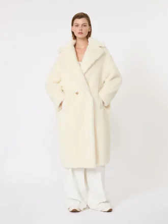 Teddy Bear Icon Coat aus Alpaka und Wolle, weiß