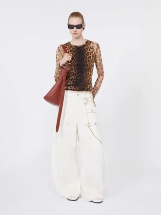 Top aus zwei Materialien mit Animal-Print, beige schattiert Top aus zwei Materialien mit Animal-Print, beige schattiert