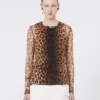 Top aus zwei Materialien mit Animal-Print, beige schattiert Top aus zwei Materialien mit Animal-Print, beige schattiert
