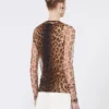 Top aus zwei Materialien mit Animal-Print, beige schattiert Top aus zwei Materialien mit Animal-Print, beige schattiert