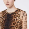 Top aus zwei Materialien mit Animal-Print, beige schattiert Top aus zwei Materialien mit Animal-Print, beige schattiert