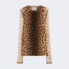 Top aus zwei Materialien mit Animal-Print, beige schattiert Top aus zwei Materialien mit Animal-Print, beige schattiert