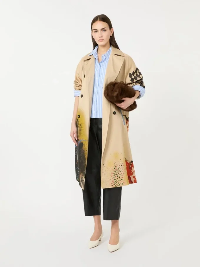 Trenchcoat aus gemustertem, wasserabweisendem Gabardine, Skin Orient Trenchcoat aus gemustertem, wasserabweisendem Gabardine, Skin Orient