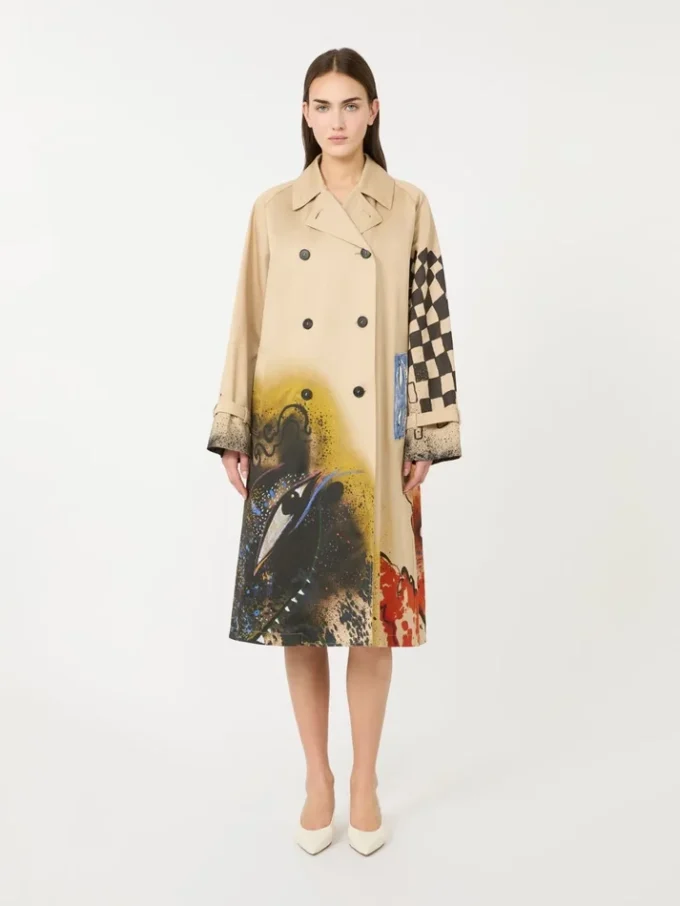 Trenchcoat aus gemustertem, wasserabweisendem Gabardine, Skin Orient Trenchcoat aus gemustertem, wasserabweisendem Gabardine, Skin Orient