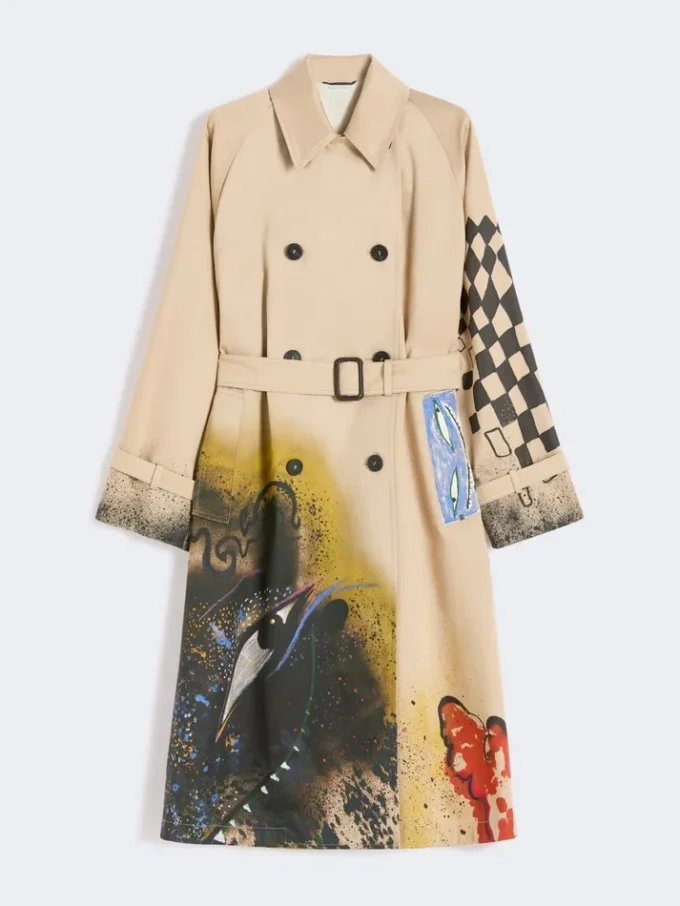 Trenchcoat aus gemustertem, wasserabweisendem Gabardine, Skin Orient Trenchcoat aus gemustertem, wasserabweisendem Gabardine, Skin Orient
