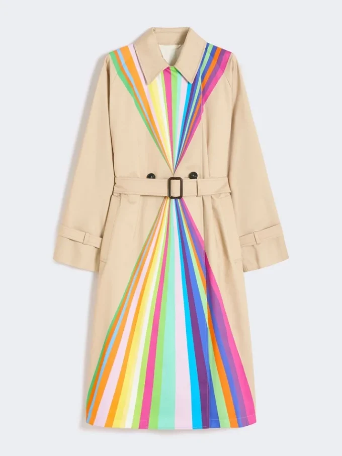 Trenchcoat aus wasserabweisender Baumwolle mit Regenbogenprint, mehrfarbig Trenchcoat aus wasserabweisender Baumwolle mit Regenbogenprint, mehrfarbig