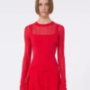 Trompe-l’œil-Pullover aus Viskose, rot Trompe-l’œil-Pullover aus Viskose, rot