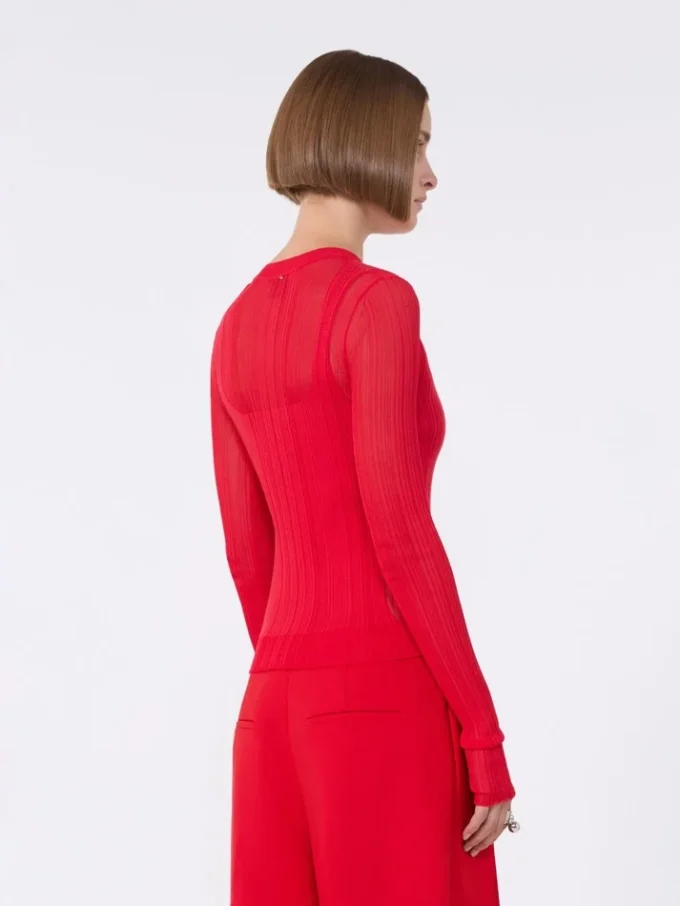 Trompe-l’œil-Pullover aus Viskose, rot Trompe-l’œil-Pullover aus Viskose, rot