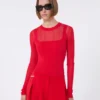Trompe-l’œil-Pullover aus Viskose, rot Trompe-l’œil-Pullover aus Viskose, rot