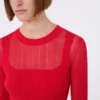 Trompe-l’œil-Pullover aus Viskose, rot Trompe-l’œil-Pullover aus Viskose, rot