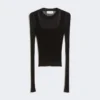 Trompe-l’œil-Pullover aus Viskose, schwarz Trompe-l’œil-Pullover aus Viskose, schwarz