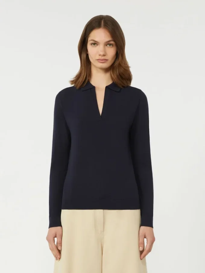 Viskose-Rollkragenpullover, marineblau Viskose-Rollkragenpullover, marineblau