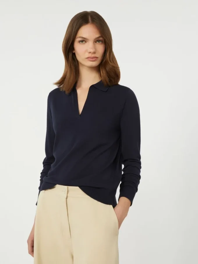 Viskose-Rollkragenpullover, marineblau Viskose-Rollkragenpullover, marineblau