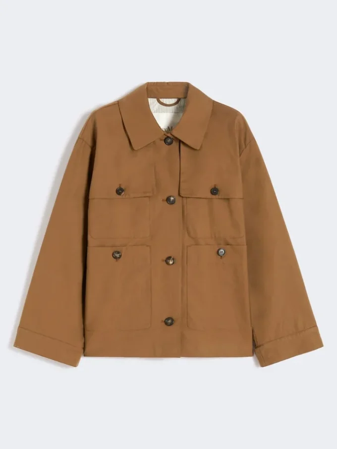 Wasserabweisende Twill-Jacke, tabakfarben