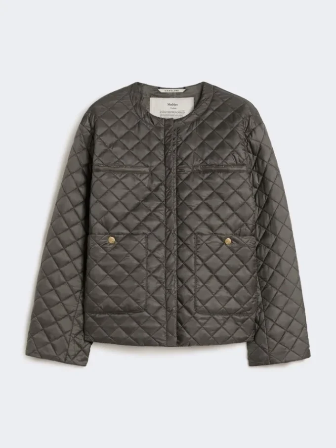 Wasserabweisende, wattierte Jacke aus Canvas, dunkelgrau