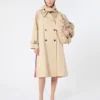 Wasserabweisender Gabardine-Trenchcoat mit Print, Pflaume Wasserabweisender Gabardine-Trenchcoat mit Print, Pflaume