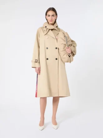 Wasserabweisender Gabardine-Trenchcoat mit Print, Pflaume Wasserabweisender Gabardine-Trenchcoat mit Print, Pflaume