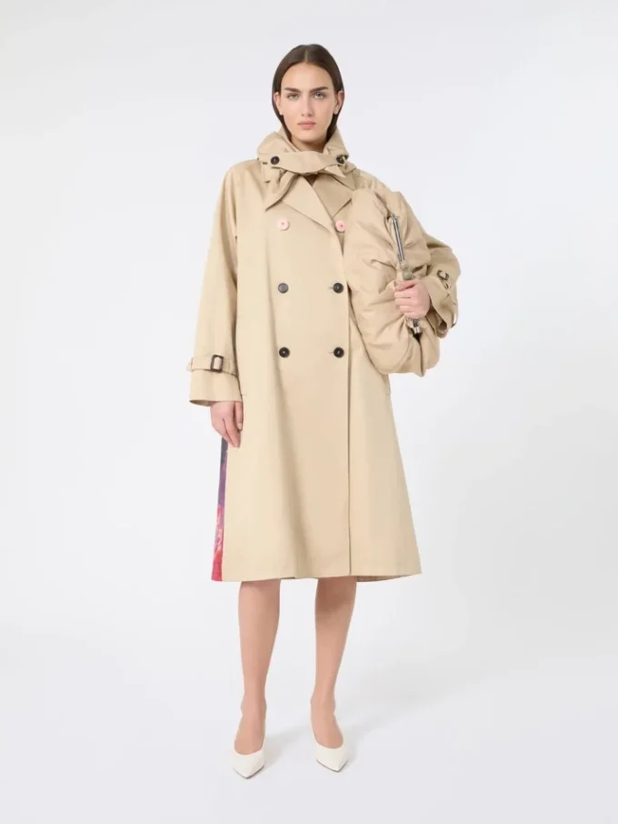 Wasserabweisender Gabardine-Trenchcoat mit Print, Pflaume Wasserabweisender Gabardine-Trenchcoat mit Print, Pflaume