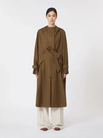 Wasserabweisender Staubmantel aus Wollgabardine, braun