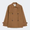Wasserabweisender Trenchcoat aus Baumwolle mit Zweireiher-Schlitz, tabakfarben