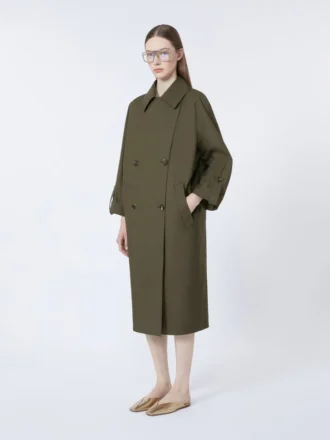 Wasserabweisender Trenchcoat aus Twill mit Gürtel, grün