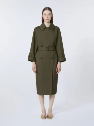 Wasserabweisender Trenchcoat aus Twill mit Gürtel, grün