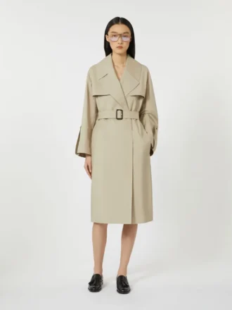 Wasserabweisender Trenchcoat aus Twill mit Gürtel, sandfarben Wasserabweisender Trenchcoat aus Twill mit Gürtel, sandfarben
