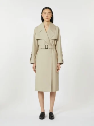 Wasserabweisender Trenchcoat aus Twill mit Gürtel, sandfarben Wasserabweisender Trenchcoat aus Twill mit Gürtel, sandfarben