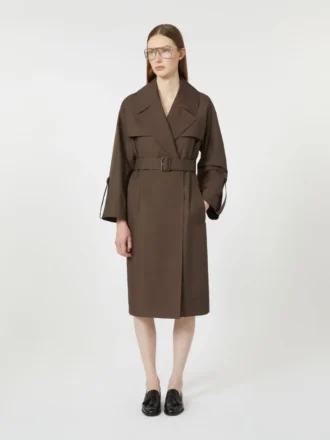 Wasserabweisender Trenchcoat aus Twill mit Gürtel, schokoladenbraun Wasserabweisender Trenchcoat aus Twill mit Gürtel, schokoladenbraun