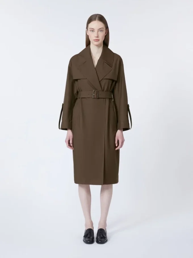 Wasserabweisender Trenchcoat aus Twill mit Gürtel, schokoladenbraun Wasserabweisender Trenchcoat aus Twill mit Gürtel, schokoladenbraun