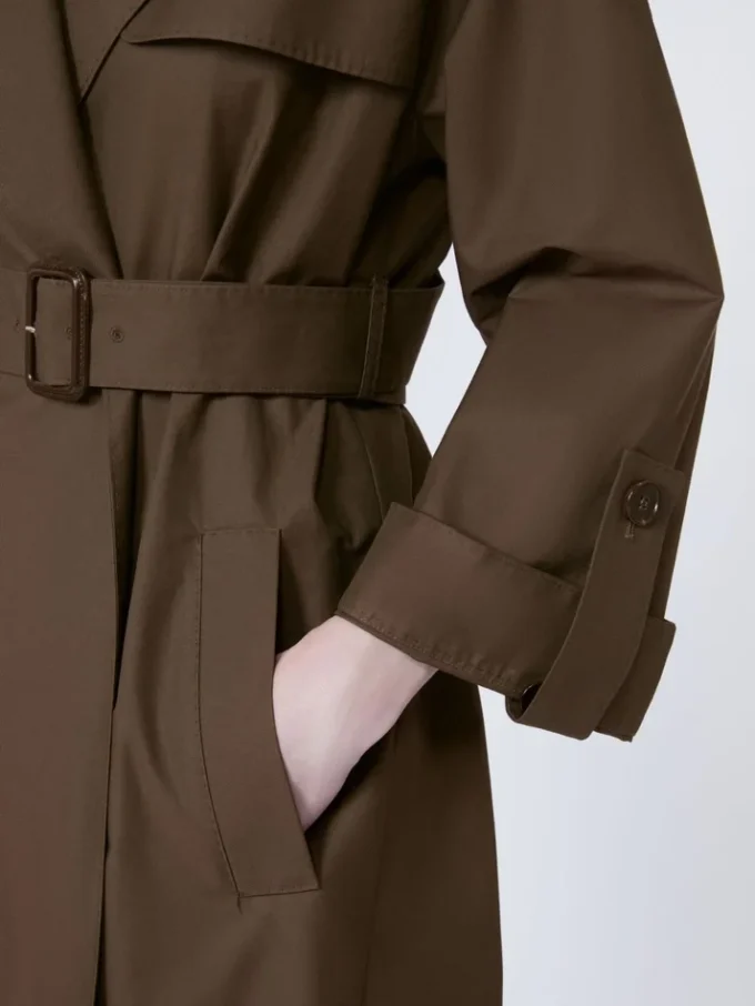 Wasserabweisender Trenchcoat aus Twill mit Gürtel, schokoladenbraun Wasserabweisender Trenchcoat aus Twill mit Gürtel, schokoladenbraun
