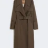 Wasserabweisender Trenchcoat aus Twill mit Gürtel, schokoladenbraun Wasserabweisender Trenchcoat aus Twill mit Gürtel, schokoladenbraun