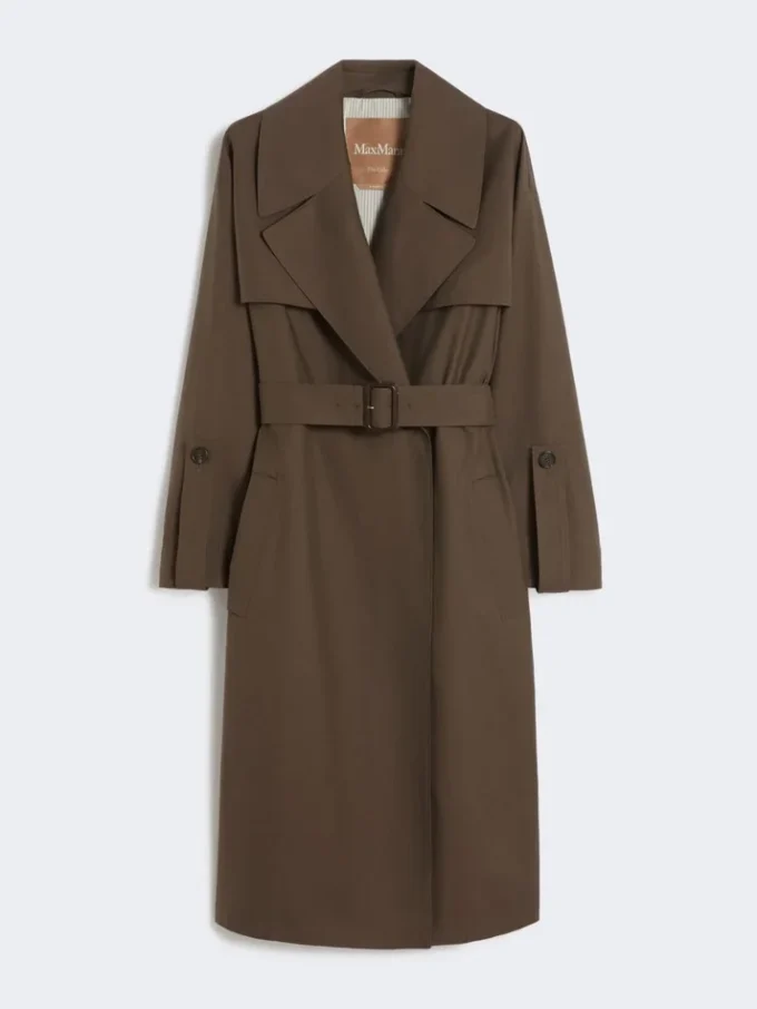 Wasserabweisender Trenchcoat aus Twill mit Gürtel, schokoladenbraun Wasserabweisender Trenchcoat aus Twill mit Gürtel, schokoladenbraun
