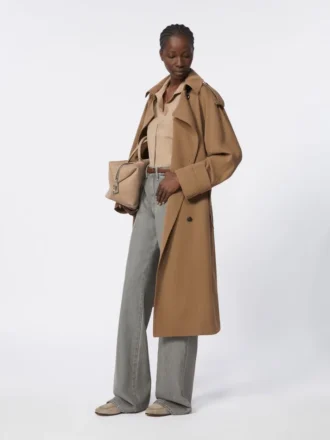 Wasserabweisender Trenchcoat aus Wollgabardine, braun Wasserabweisender Trenchcoat aus Wollgabardine, braun