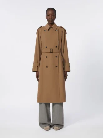 Wasserabweisender Trenchcoat aus Wollgabardine, braun Wasserabweisender Trenchcoat aus Wollgabardine, braun