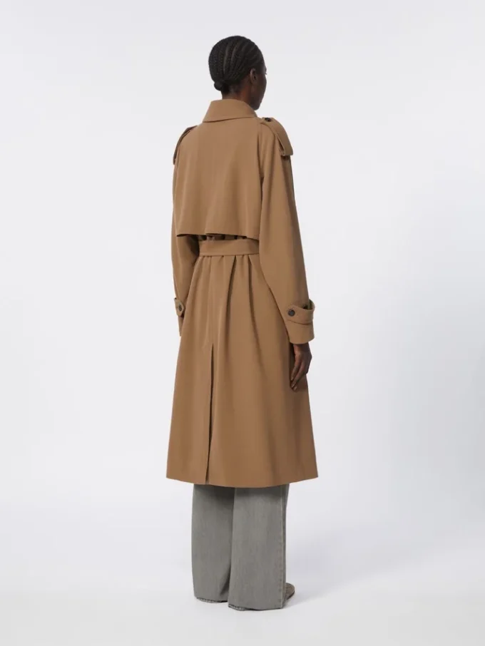 Wasserabweisender Trenchcoat aus Wollgabardine, braun Wasserabweisender Trenchcoat aus Wollgabardine, braun
