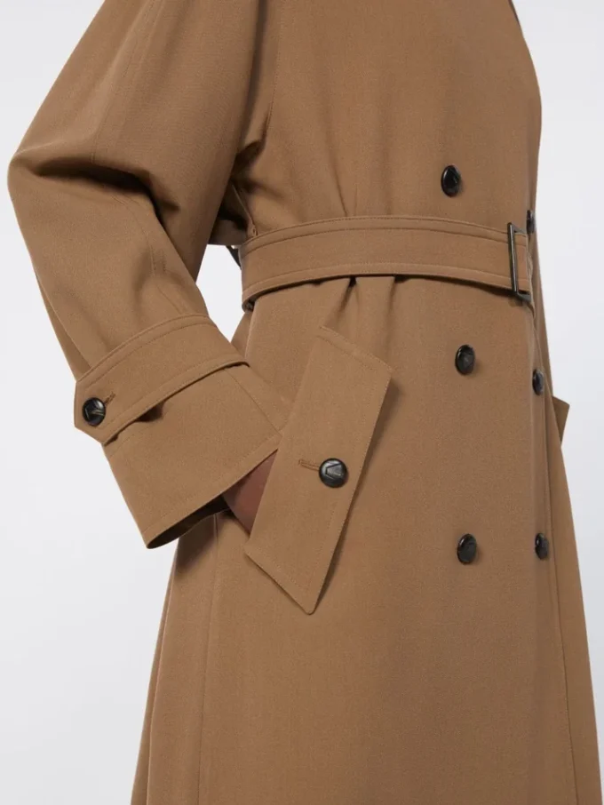 Wasserabweisender Trenchcoat aus Wollgabardine, braun Wasserabweisender Trenchcoat aus Wollgabardine, braun