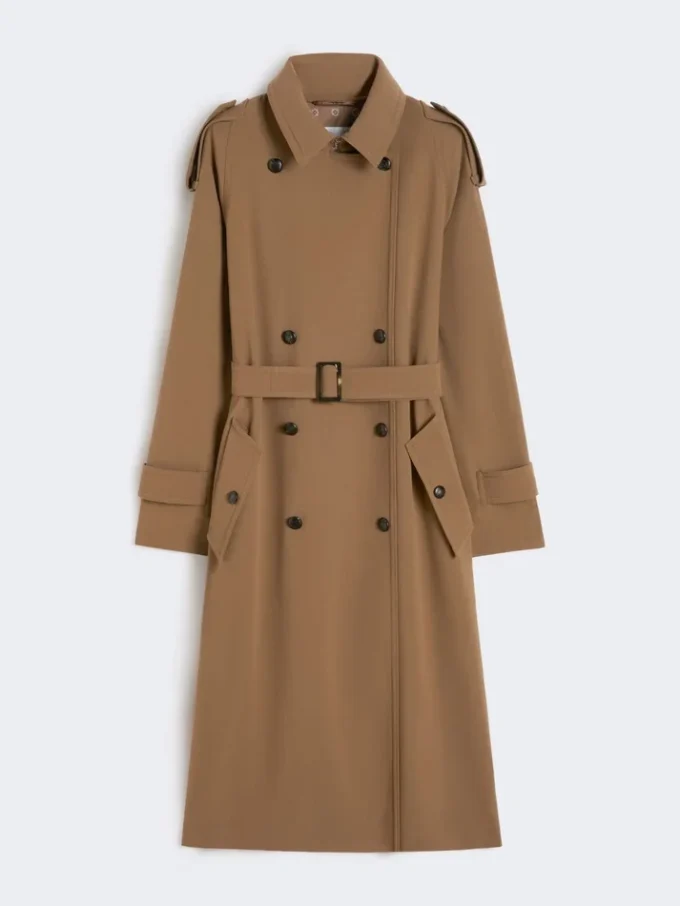 Wasserabweisender Trenchcoat aus Wollgabardine, braun Wasserabweisender Trenchcoat aus Wollgabardine, braun