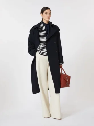 Wasserabweisender Trenchcoat aus Wollgabardine, ultramarinblau