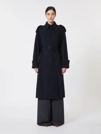 Wasserabweisender Trenchcoat aus Wollgabardine, ultramarinblau