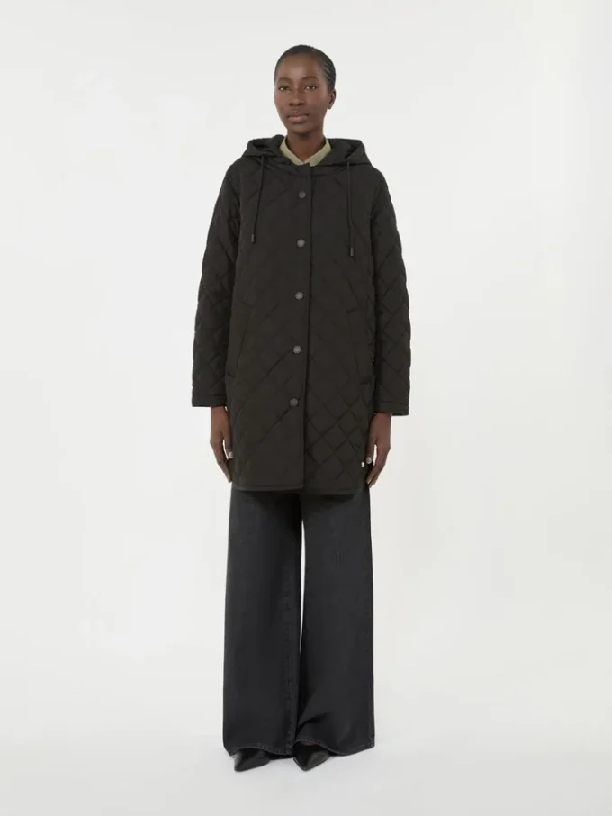 Wasserabweisender, wattierter Parka, schwarz