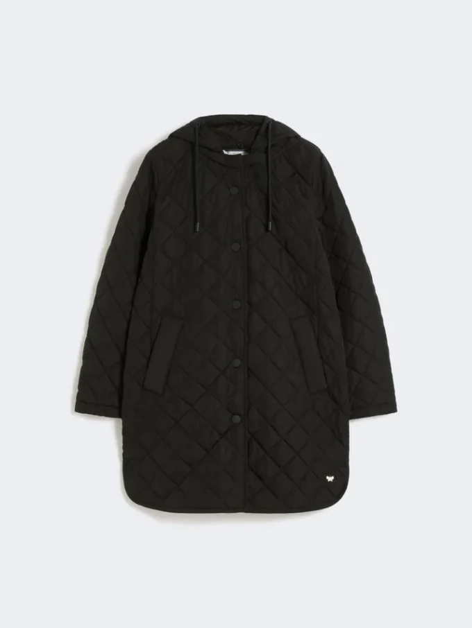 Wasserabweisender, wattierter Parka, schwarz